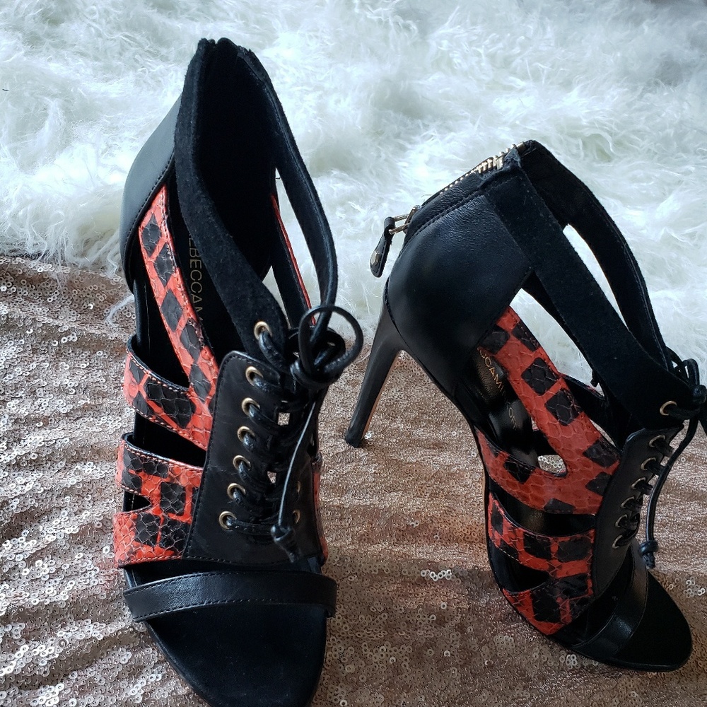 Rebecca Minkoff orange black pumps